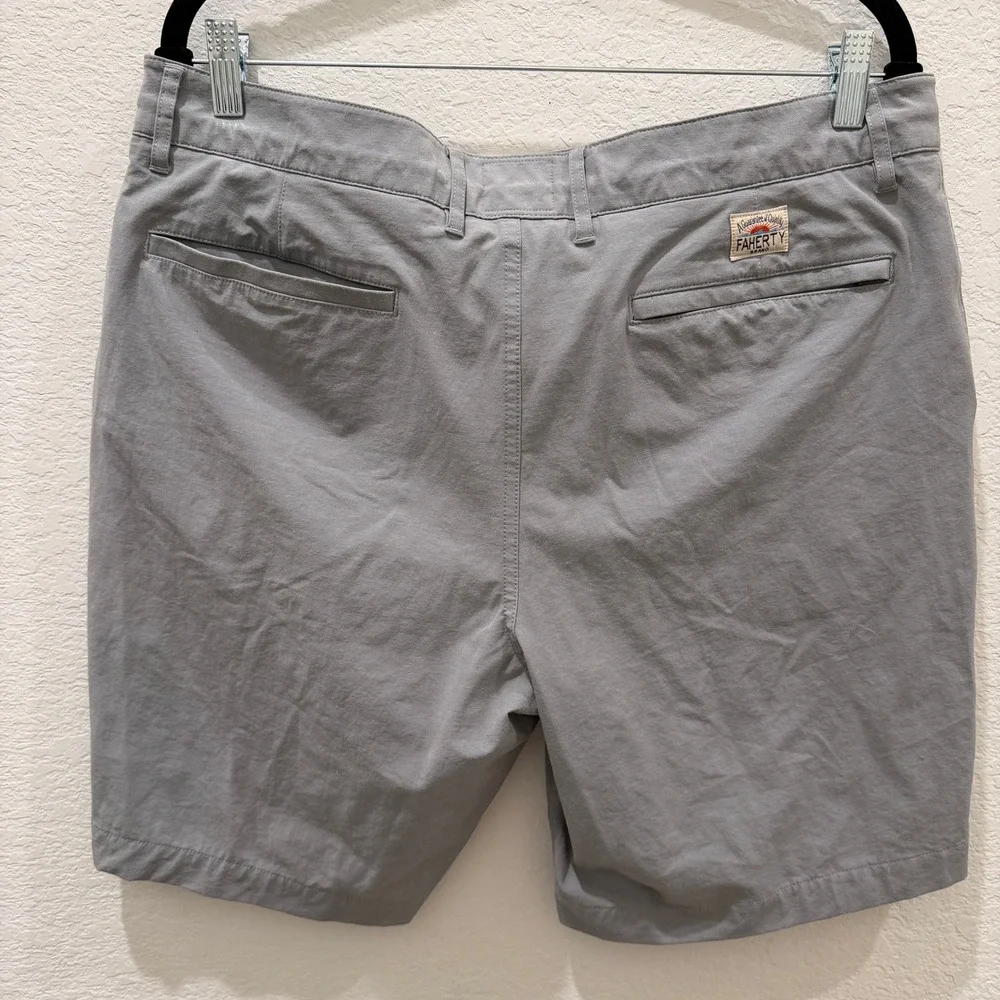 Faherty All Day Shorts Mens 36 Grey Hybrid Stretch Recycled Blend Casual Pockets